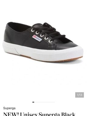 NEW! Unisex Superga Black Nappa Leather Sneakers